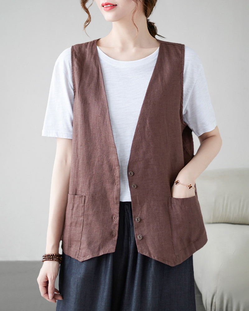 Sleeveless Vest Jacket Casual Loose Women's Waistcoat