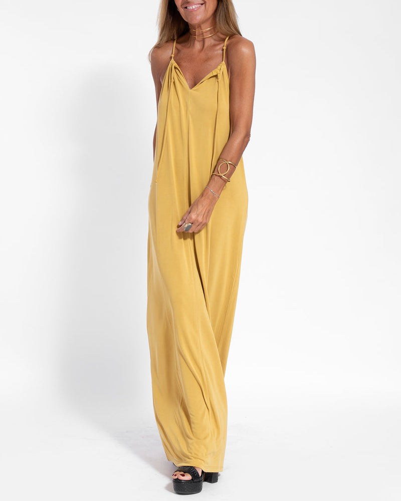 Two-piece Halterneck Tie Sleeveless Long Dress and Irregular Cardigan Set