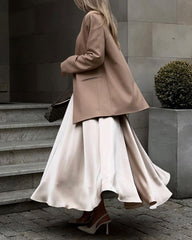 Elegant High Waist Satin Long Skirts