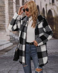 Buffalo Plaid Open Front Flannel Longline Coat