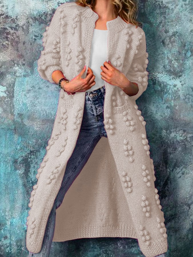 Ankle Length Women Cardigan Sweaters Trendy Drum Wave Knitted Jacket