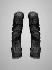 Dark Punk Spider Web Long Half Finger Gloves