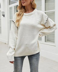 Loose Casual Knitted Patchwork Sweater Top