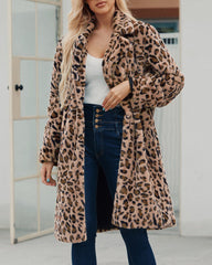 Faux Fur Coat Leopard Print Fluffy Coat