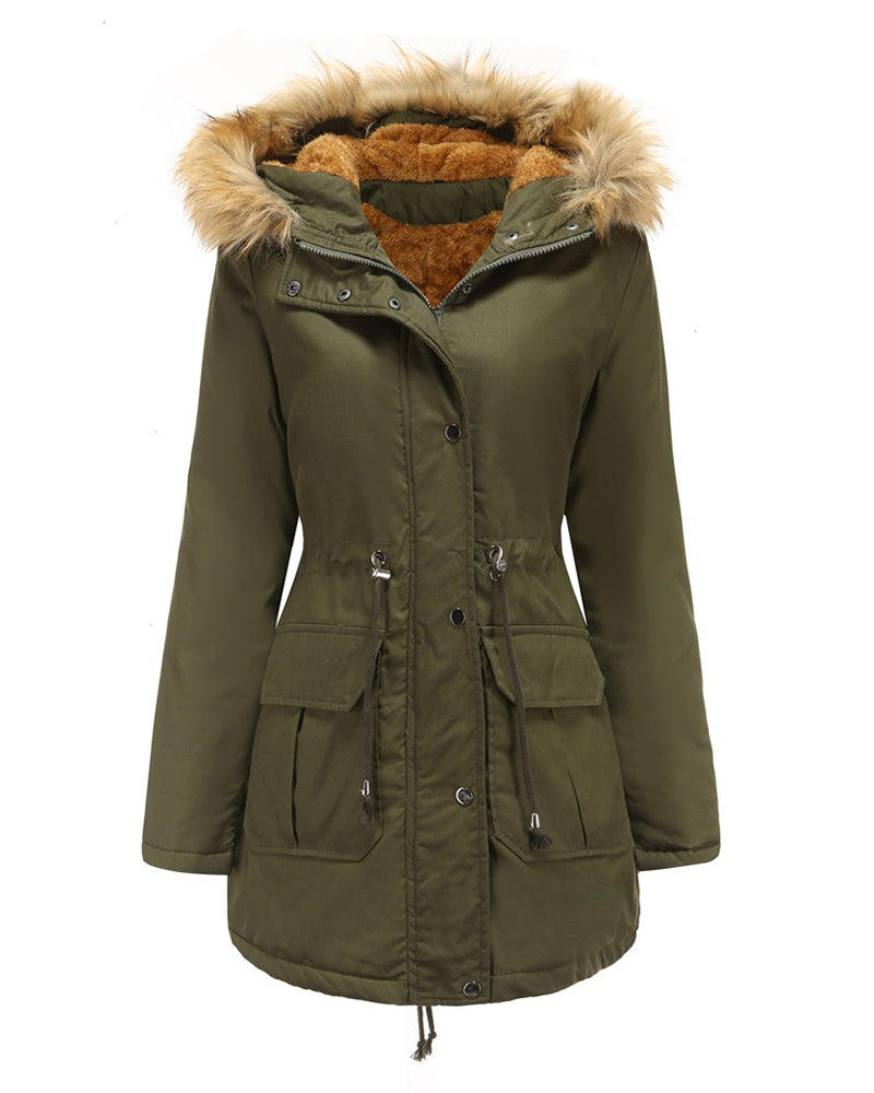 Faux Fur Hood Parka Jacket