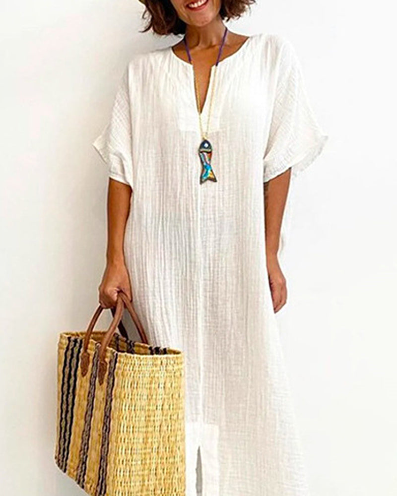 Short Sleeve Dress Casual Loose Flowy Maxi Dresses