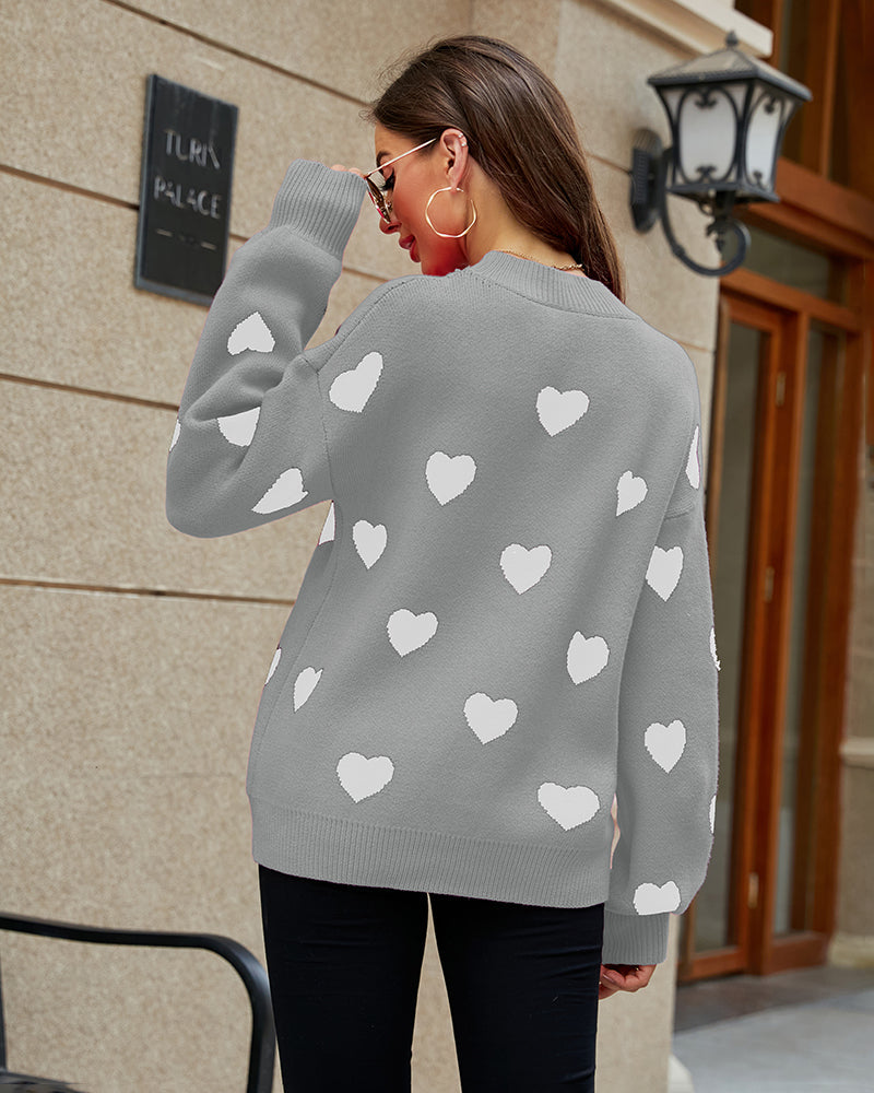 Valentine's Day Heart Pattern Knitwear Sweater