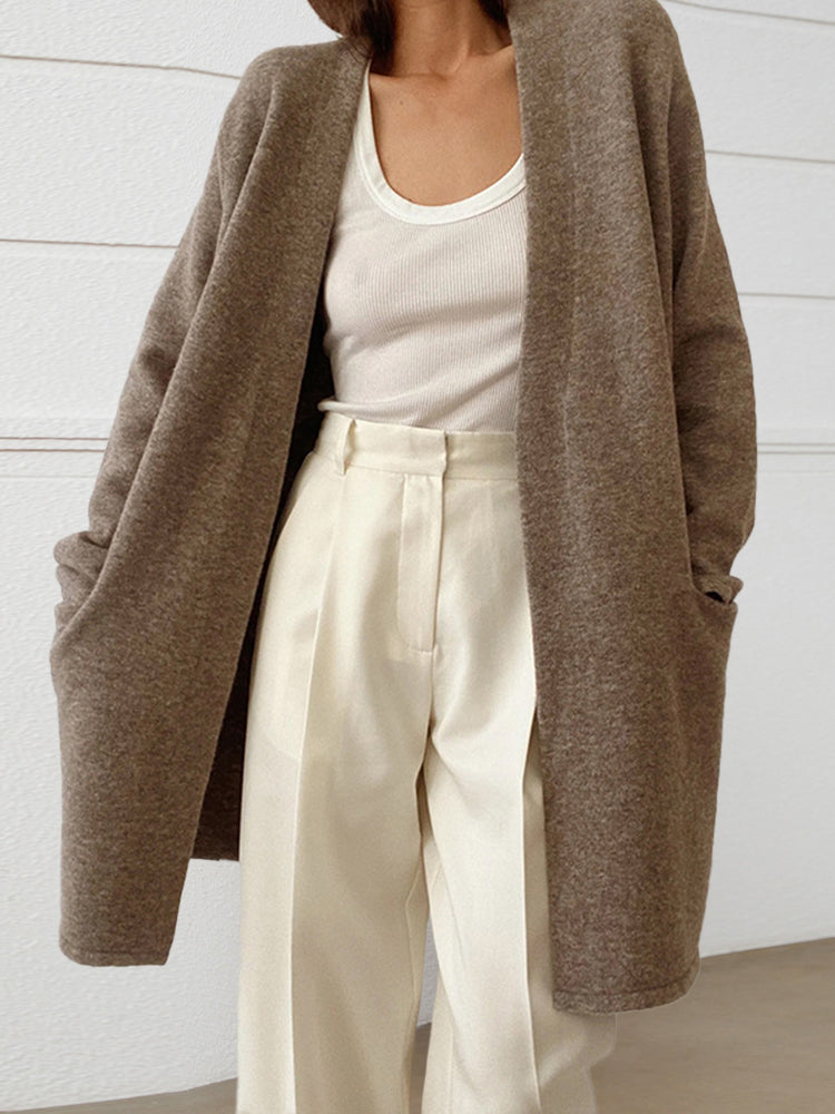 Long Patch Pocket Sweater Cardigan Coat