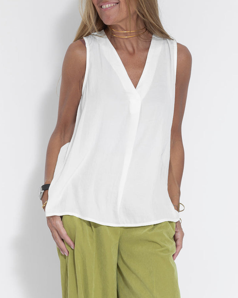 Women's Sleeveless V-Neck Chiffon Blouse Vest