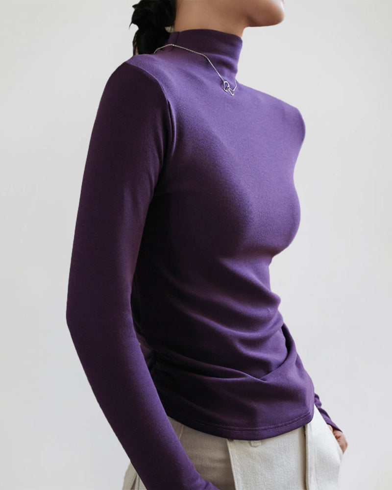 Half Turtleneck Long Sleeve Slim-fit Base T-shirt