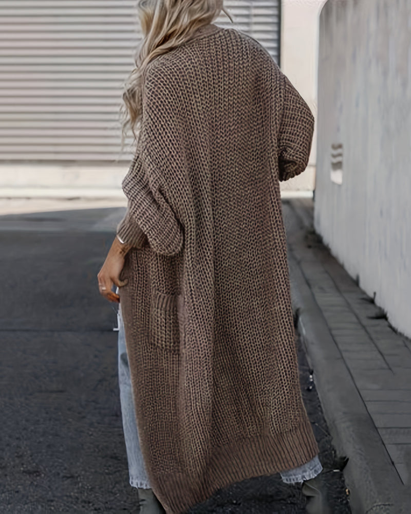 Loose Solid Open Front Pocket Cardigan