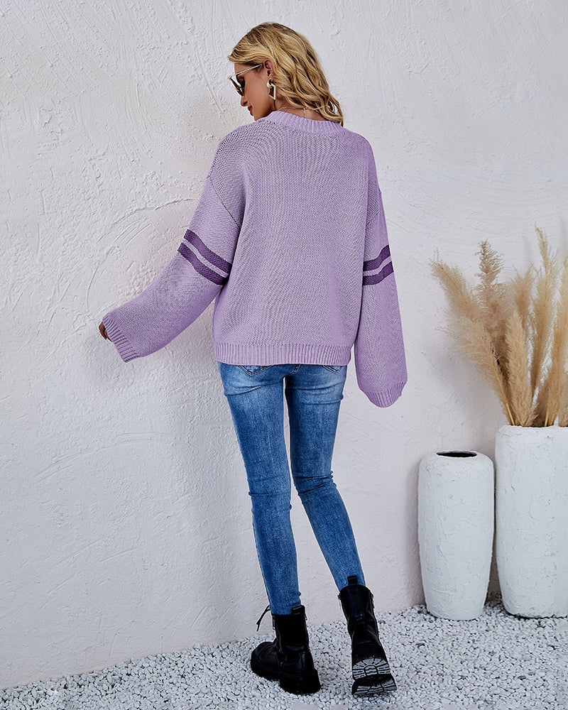 Valentine's Day Loose Heart Pattern Knitted Sweater