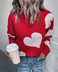 Valentine's Day Large Love O-neck Knitted Sweater