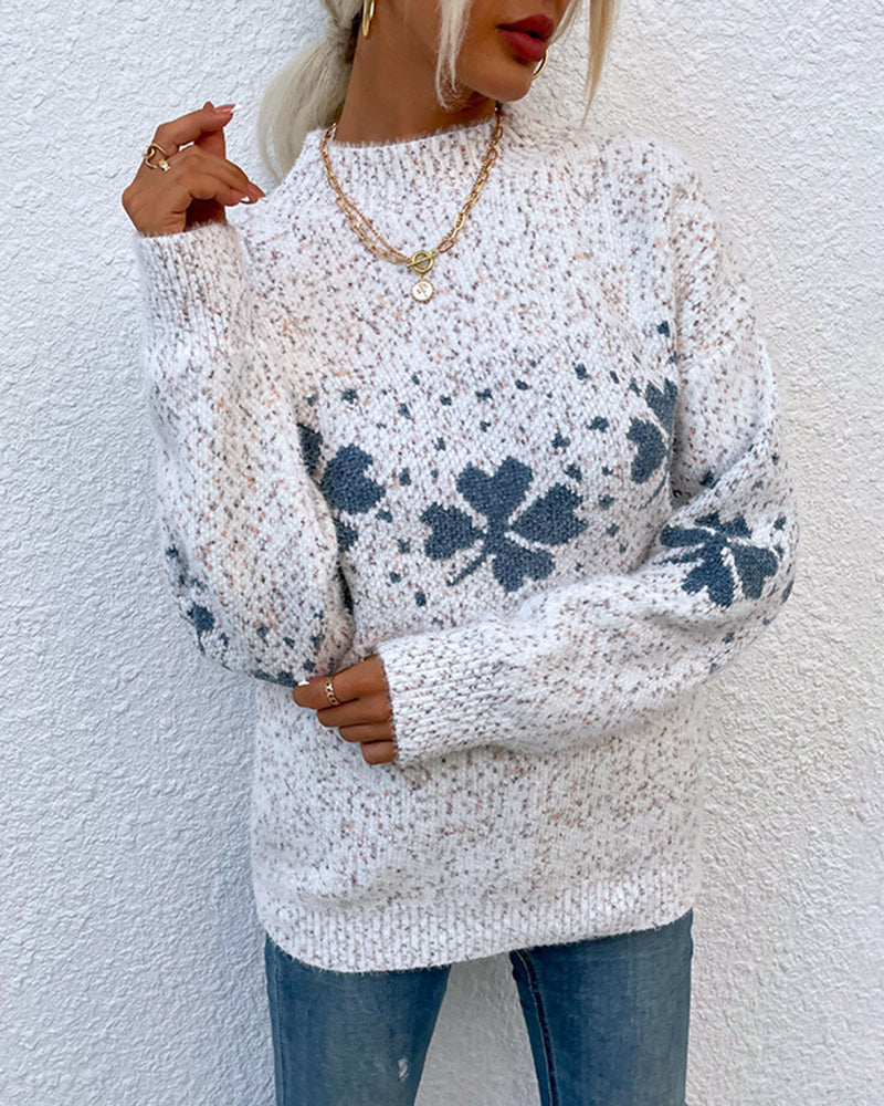 Half High-neck Snowflake Pattern Knitwear Sweater