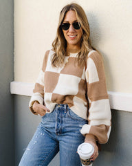 Color Block Polo Plaid Sweater