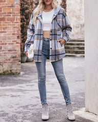 Casual Mid-length Plaid Shirt Hooded Jacket