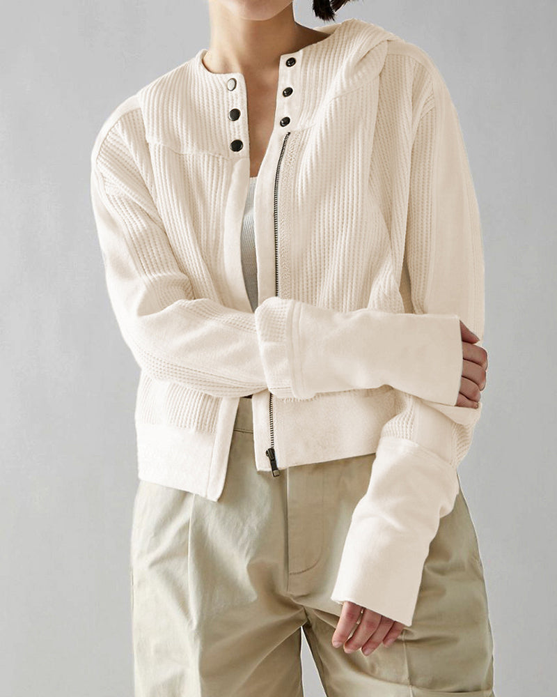 Long Sleeve Loose Slouchy Zip Hoodie Jacket