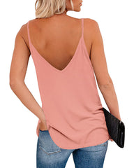 Womens V Neck Camisole Tank Top Strap Sleeveless T Shirt Casual Loose Vest Blouse - S-XXL - Zeagoo (Us Only)