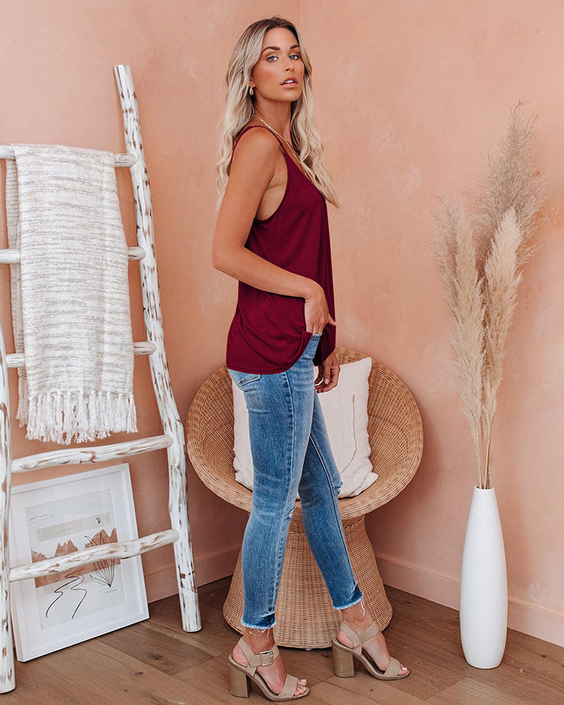 Womens V Neck Camisole Tank Top Strap Sleeveless T Shirt Casual Loose Vest Blouse - S-XXL - Zeagoo (Us Only)