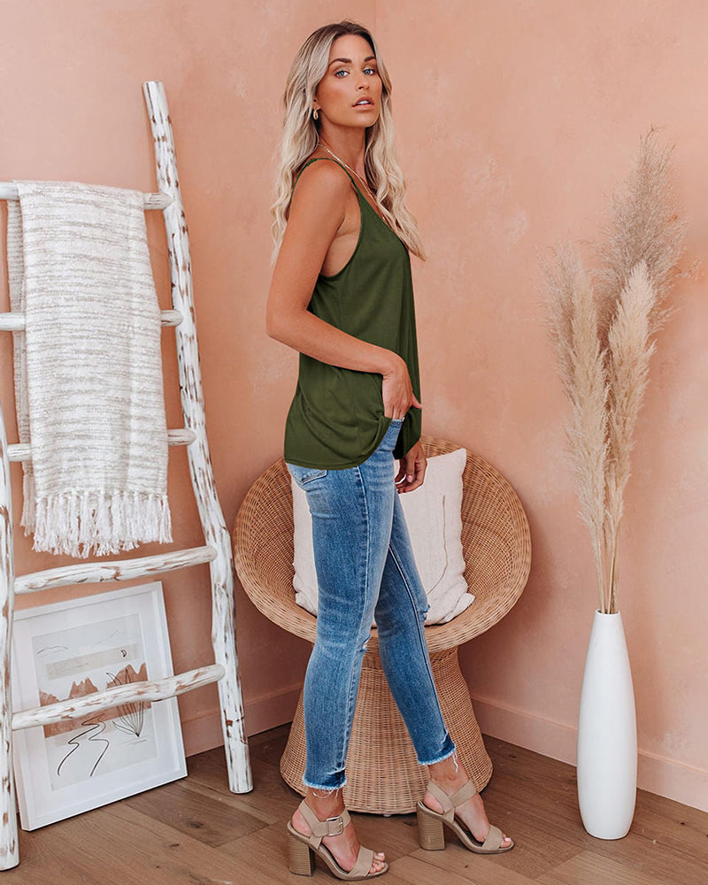 Womens V Neck Camisole Tank Top Strap Sleeveless T Shirt Casual Loose Vest Blouse - S-XXL - Zeagoo (Us Only)
