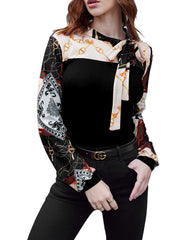 Women Office Blouse Bow Tie Neck Long Sleeve Shirts Work Tops - Zeagoo (Us Only)