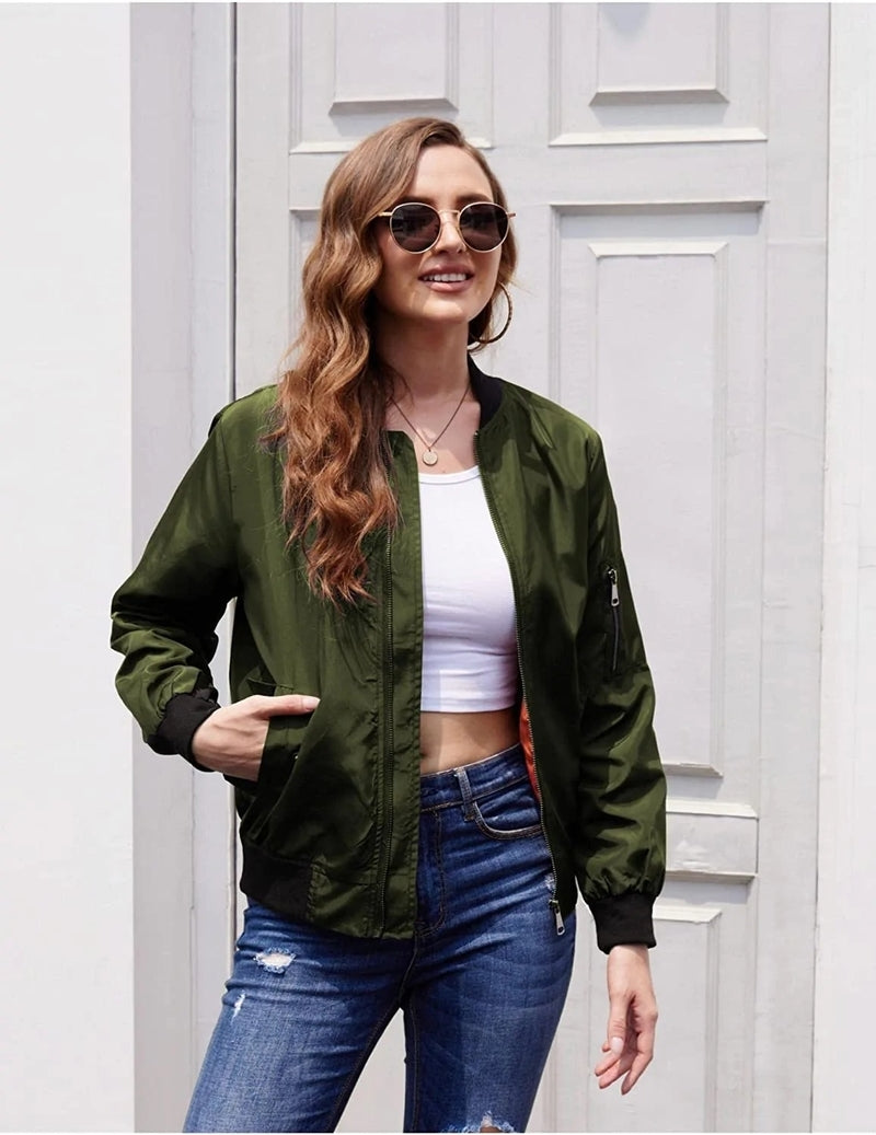 Bomber Zip Up Lightweight Jacket Coat - Zeagoo (Us Only)