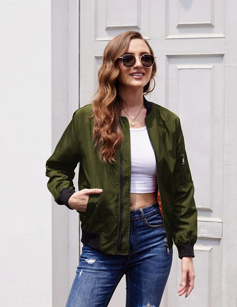 Bomber Zip Up Lightweight Jacket Coat - Zeagoo (Us Only)