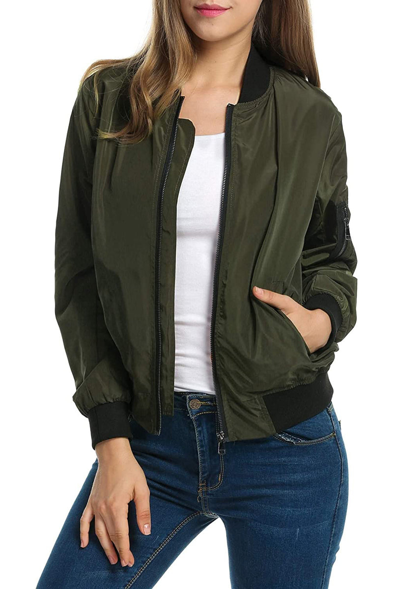 Bomber Zip Up Lightweight Jacket Coat - Zeagoo (Us Only)