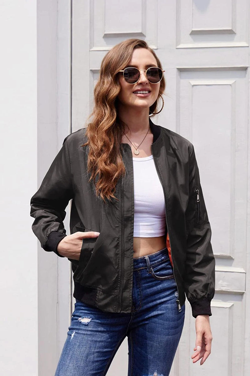 Bomber Zip Up Lightweight Jacket Coat - Zeagoo (Us Only)