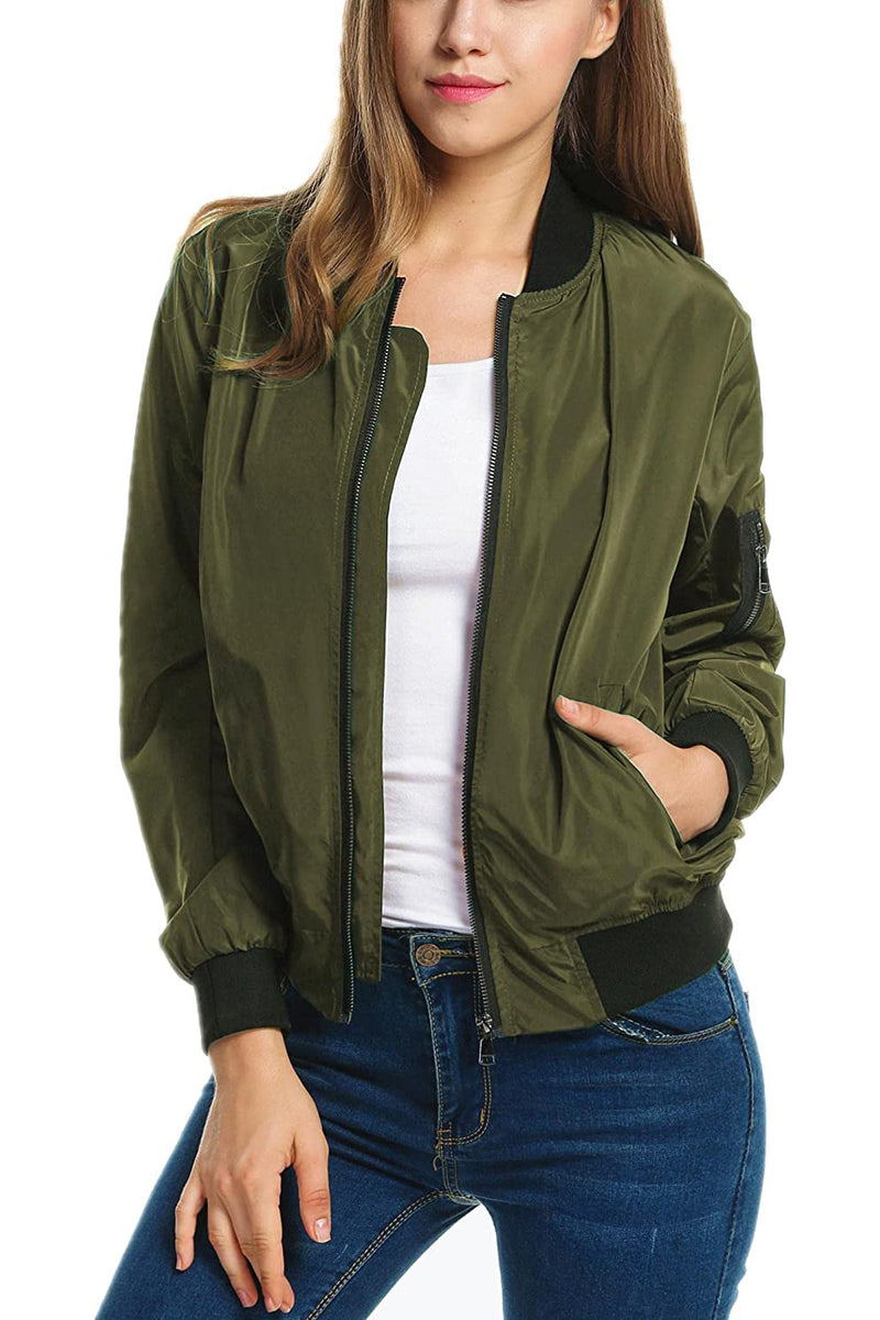 Bomber Zip Up Lightweight Jacket Coat - Zeagoo (Us Only)