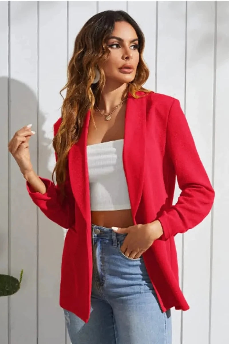 Open Front Long Sleeve Cardigan Blazer - Zeagoo (Us Only)