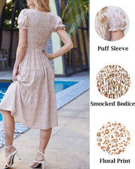 Boho Floral Print Vintage Maxi Dress - Zeagoo (Us Only)