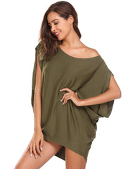 Women's Off Shoulder Blouse Loose Summer T Shirts Batwing Sleeve Tops S-XXL - Zeagoo (Us Only)