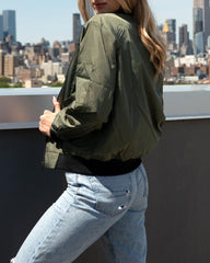 Women Classic Solid Biker Jacket Zip Up Bomber Jacket - Zeagoo (Us Only)