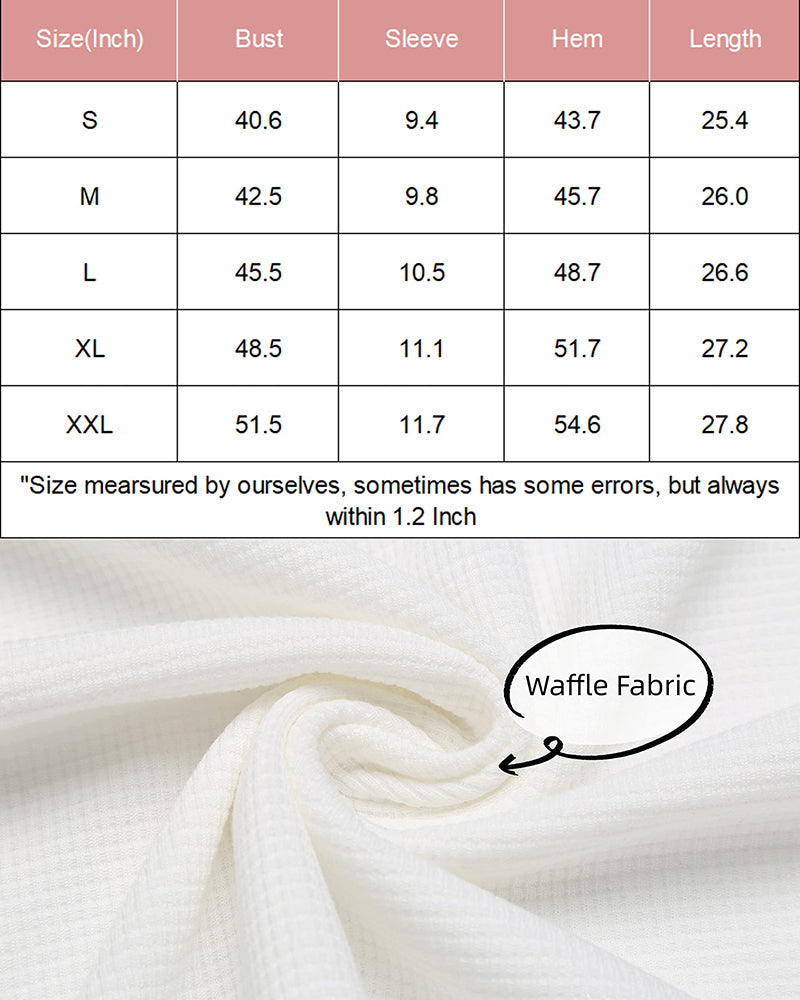 Women's Casual Rolled Short Sleeve Tops Half Zip Shirts Loose Waffle Knit T Shirts Blouse - Zeagoo (Us Only)