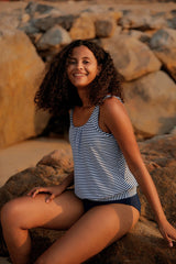 Casual Blue Striped Tankini
