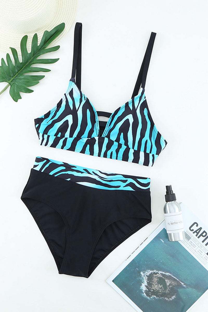 Abstract Print Sporty Cutout Bikini