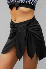 Black Unusual Lace-Up Irregular Shorts