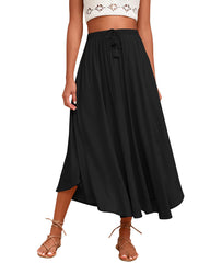 High Waisted Flowy Elastic Skirts , Lightweight Long Skirts - Zeagoo (Us Only)