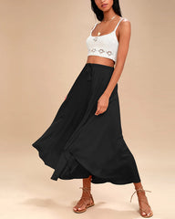 High Waisted Flowy Elastic Skirts , Lightweight Long Skirts - Zeagoo (Us Only)