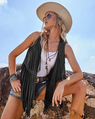 Women's Tassel Sleeveless Vest 70s Outfits for Women Hippie Clothes Fringe Jacket Cardigan S-XXL - Zeagoo (Us Only)