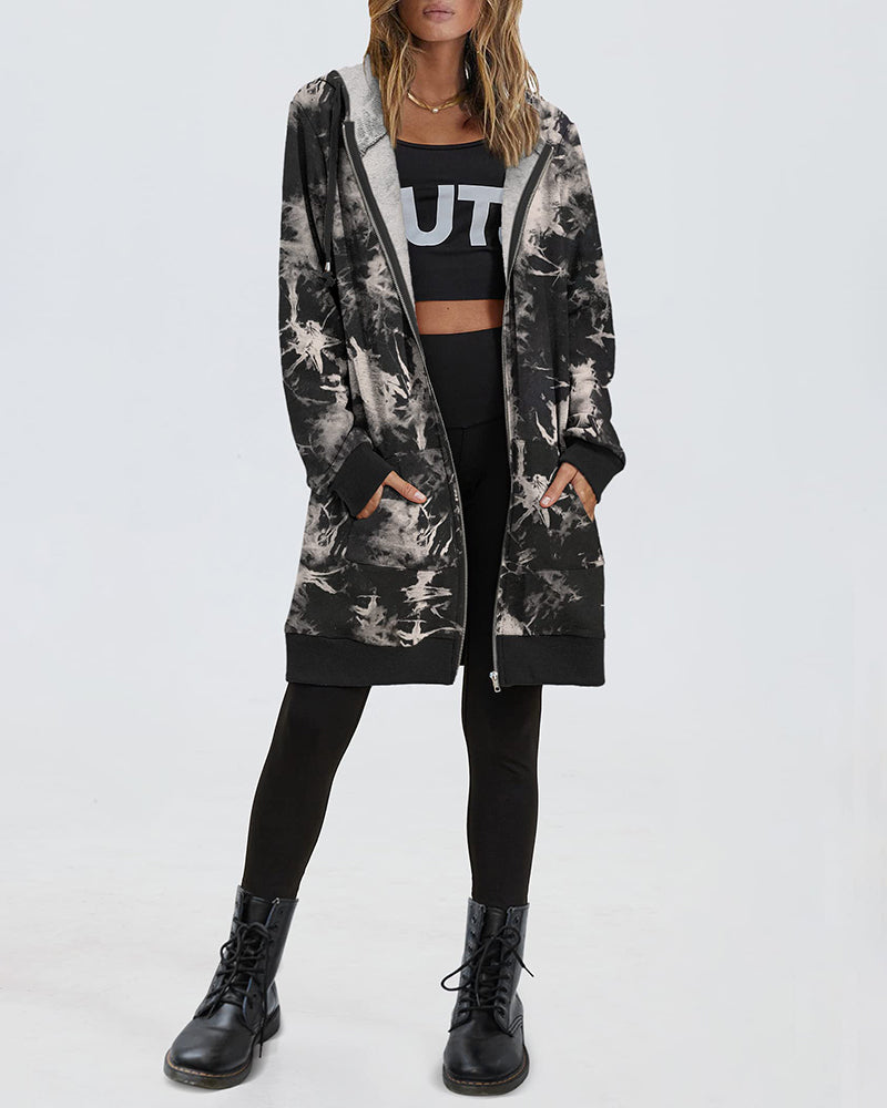 Women Zip Up Hoodies Long Fleece Jacket Lightweight Tunic Hooded Sweatshirt Oversize Winter Coat With Pockets - Zeagoo (Us Only)