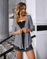 Women's Cropped Cardigan 3/4 Sleeve Sweater Shrugs Tie Front Bolero Jacket 2 Pack S-XXL - Zeagoo (Us Only)