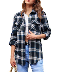 Long/Roll Up Sleeve Cotton Plaid Shirts - Zeagoo (Us Only)