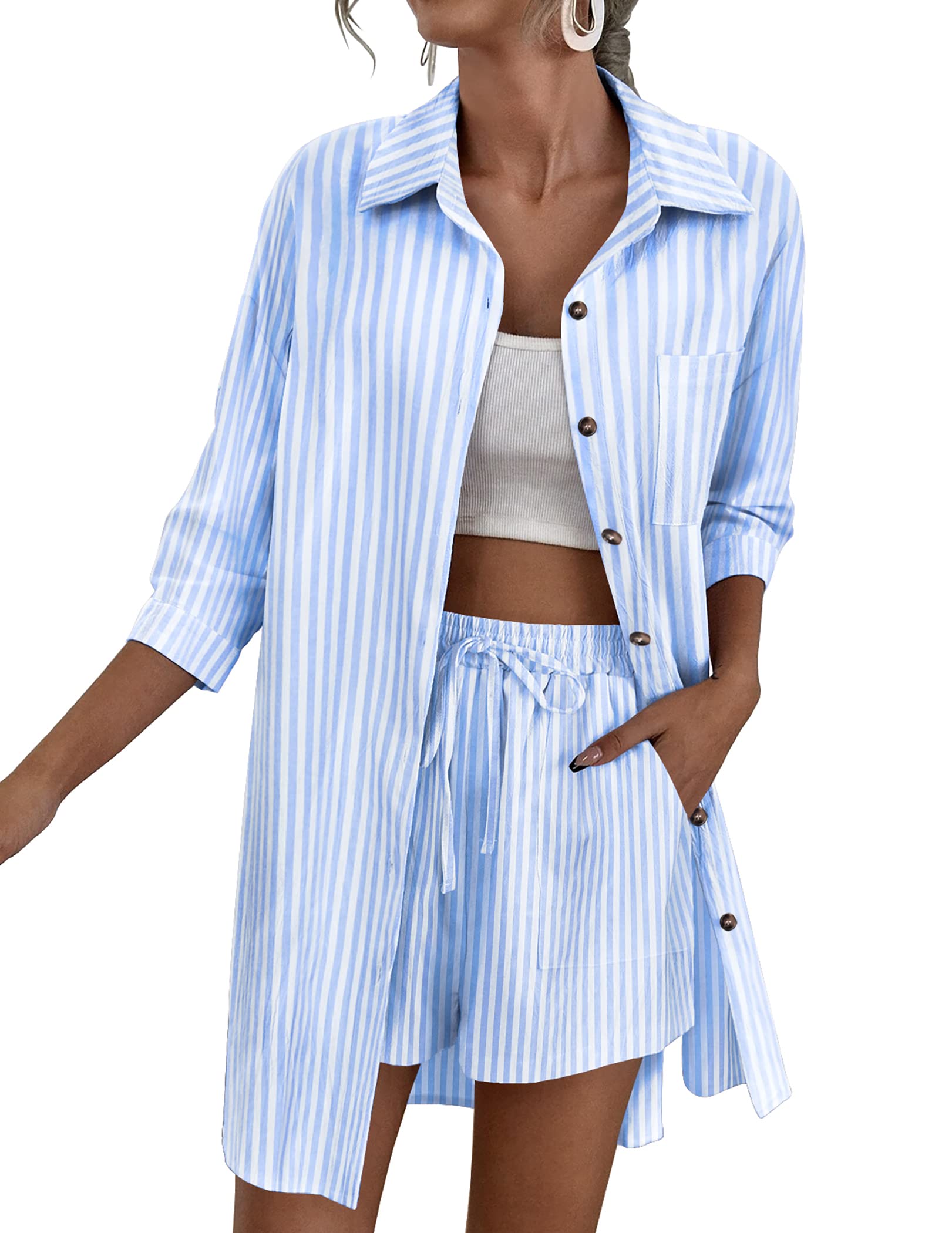 Two Piece Outfit Sets Cotton Shorts Set - Zeagoo (Us Only)