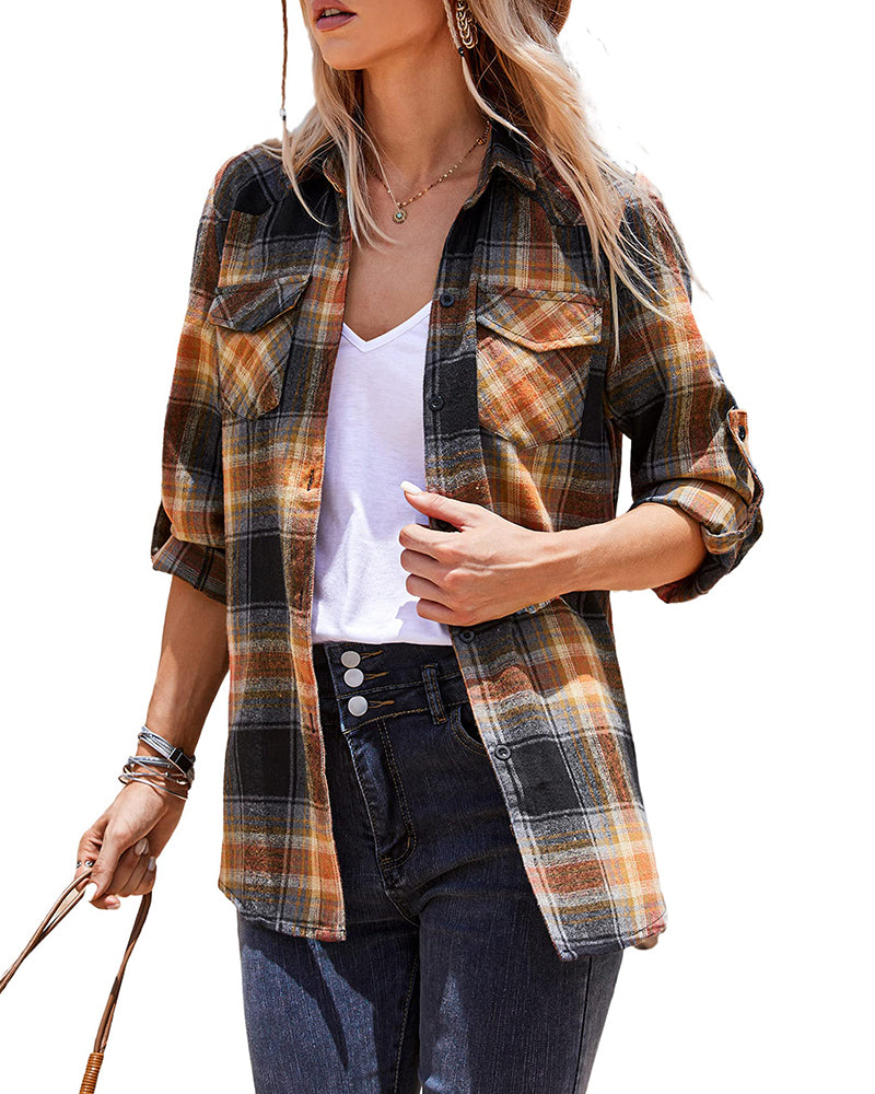 Long/Roll Up Sleeve Cotton Plaid Shirts - Zeagoo (Us Only)