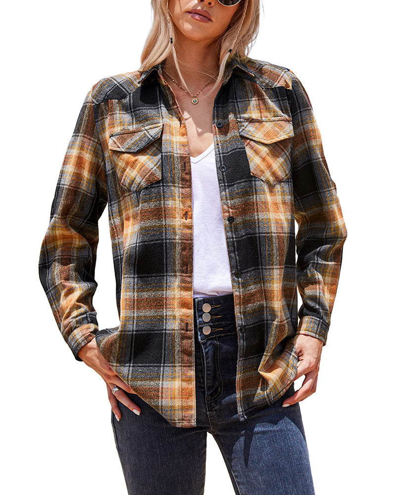 Long/Roll Up Sleeve Cotton Plaid Shirts - Zeagoo (Us Only)