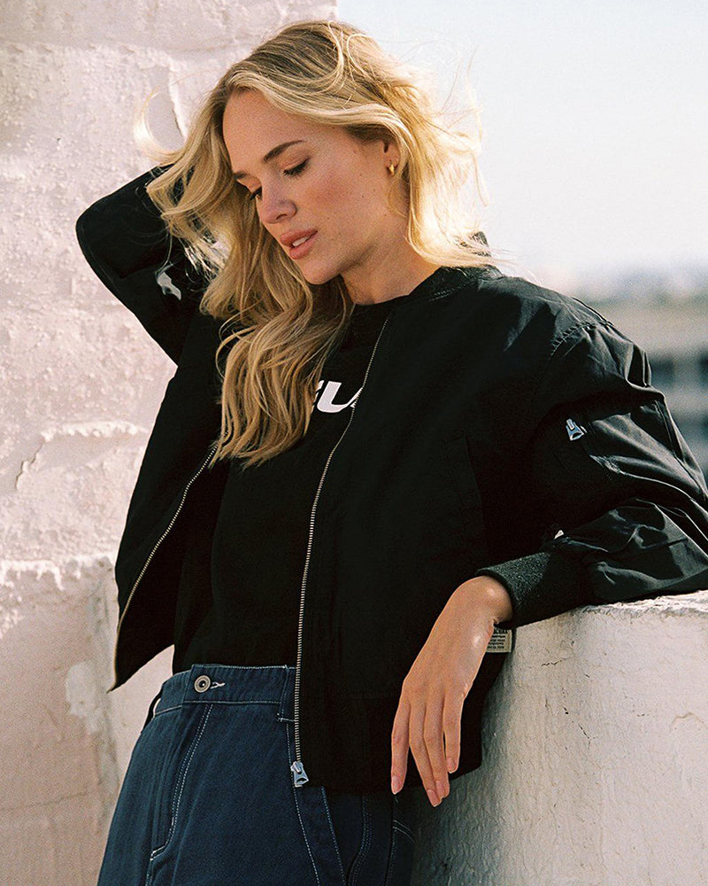 Women's Classic Bomber Jacket Casual Coat Zip Up Outerwear Windbreaker with Pockets - Zeagoo (Us Only)