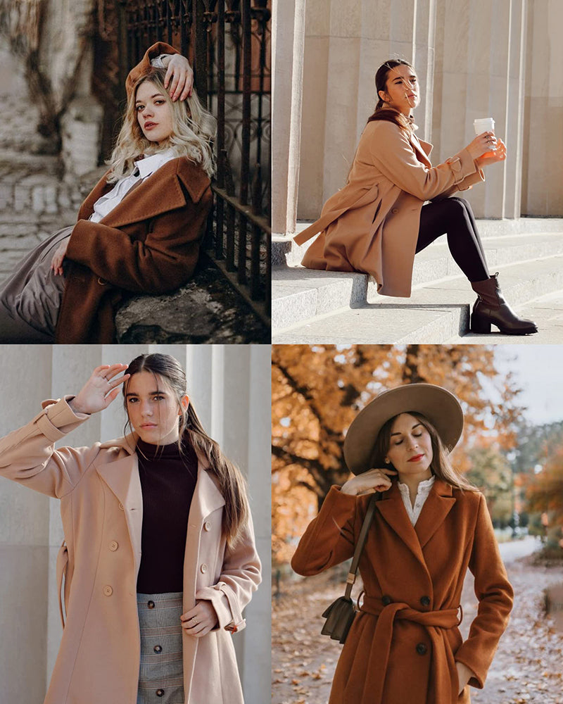 Women's Fashion Classic Lapel Double-Breasted Thick Wool Trench Coat Jacket - Zeagoo (Us Only)