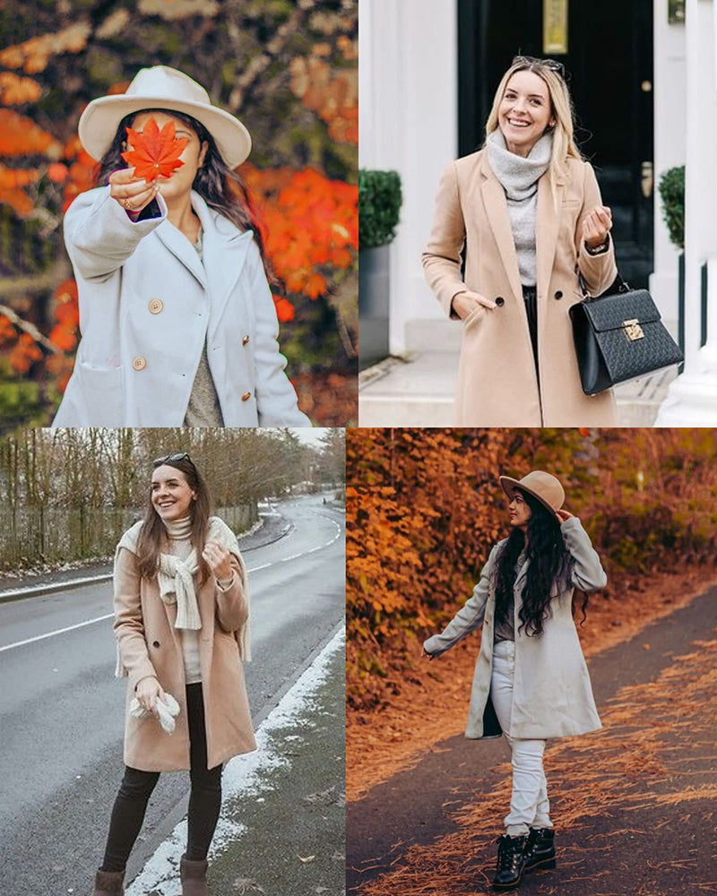 Women's Fashion Classic Lapel Double-Breasted Thick Wool Trench Coat Jacket - Zeagoo (Us Only)